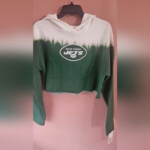NY Jets Cropped Green White Sweatshirt NFL Teens Apparel Large 11-13 BNWT